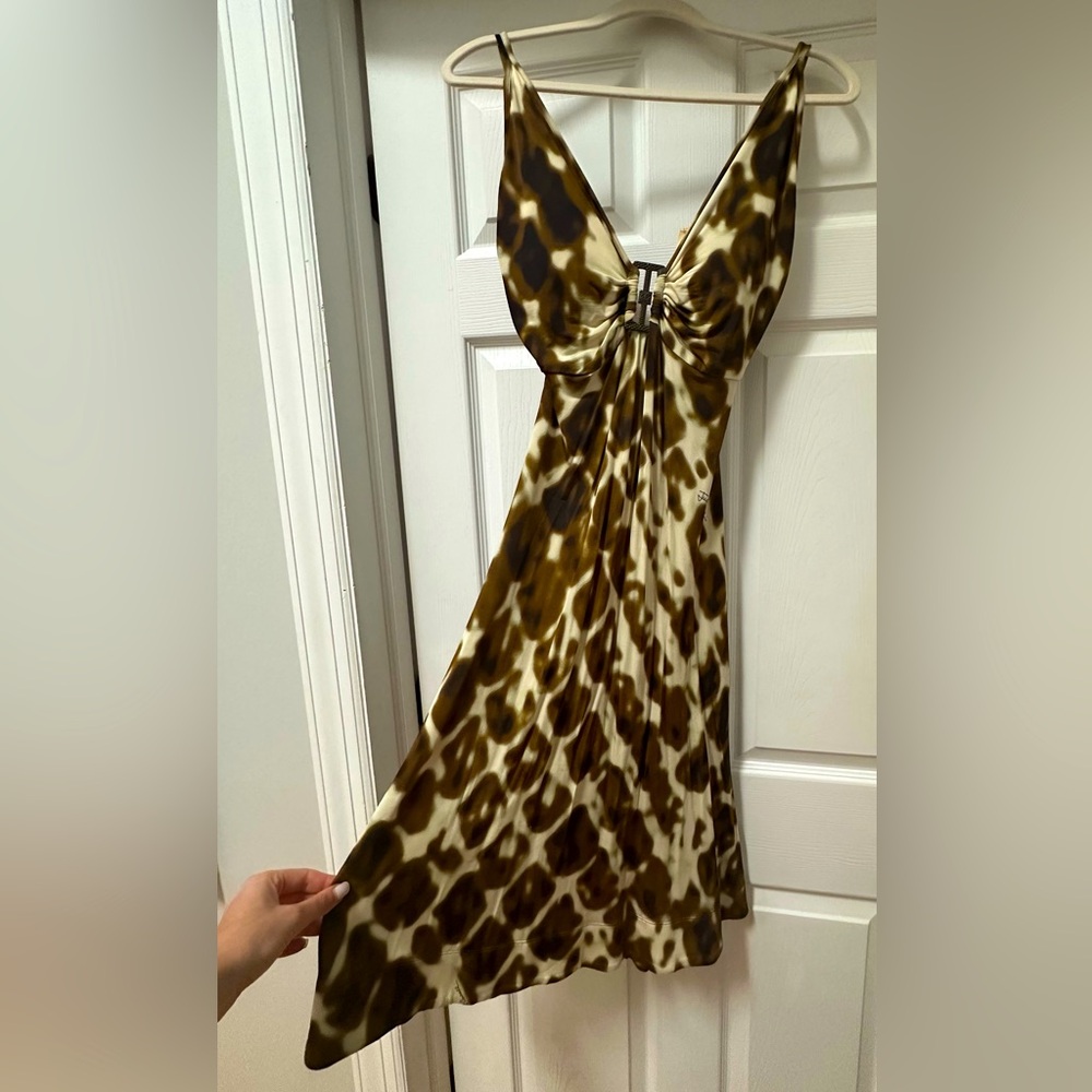 Just Cavalli Brown and Cream Backless Dress